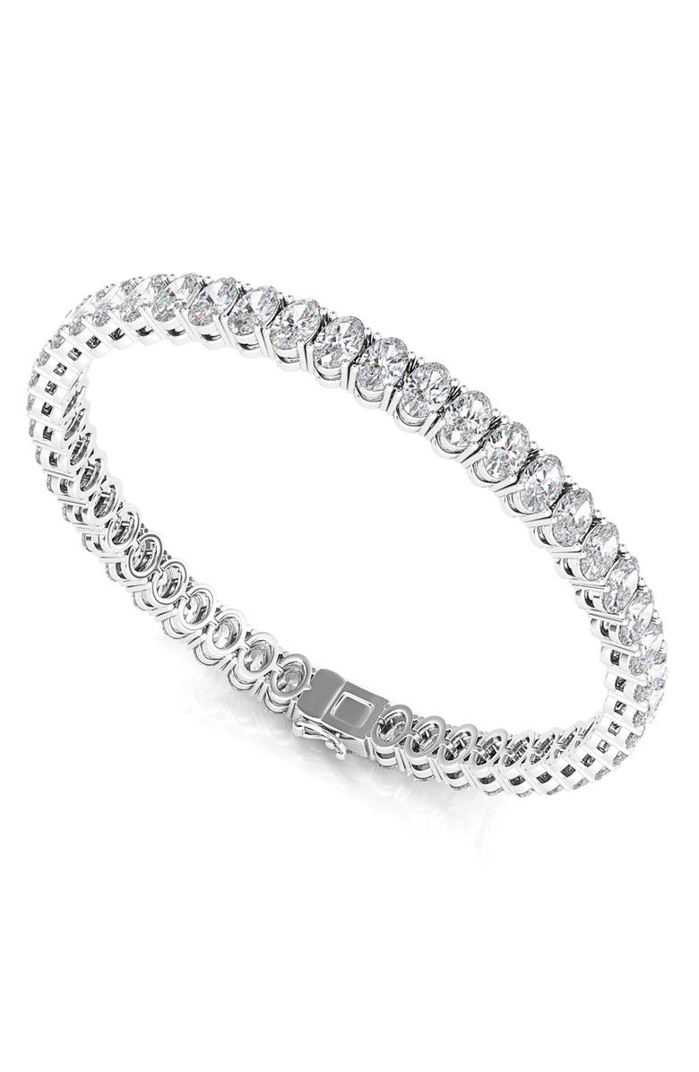 HauteCarat Oval Cut Lab Grown Diamond Tennis Bracelet, Alternate, color, 18K White Gold