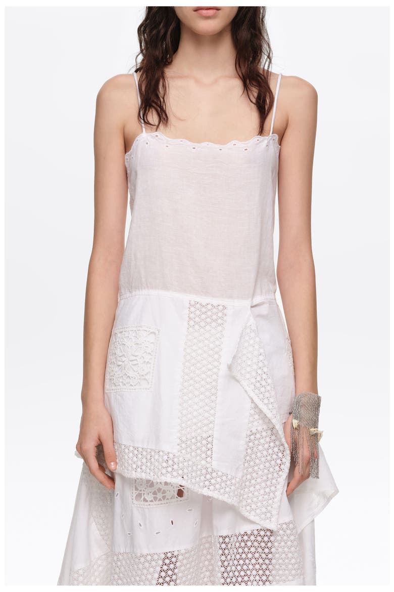 Embroidered Asymmetric Handkerchief Hem Top, Alternate, color, WHITE