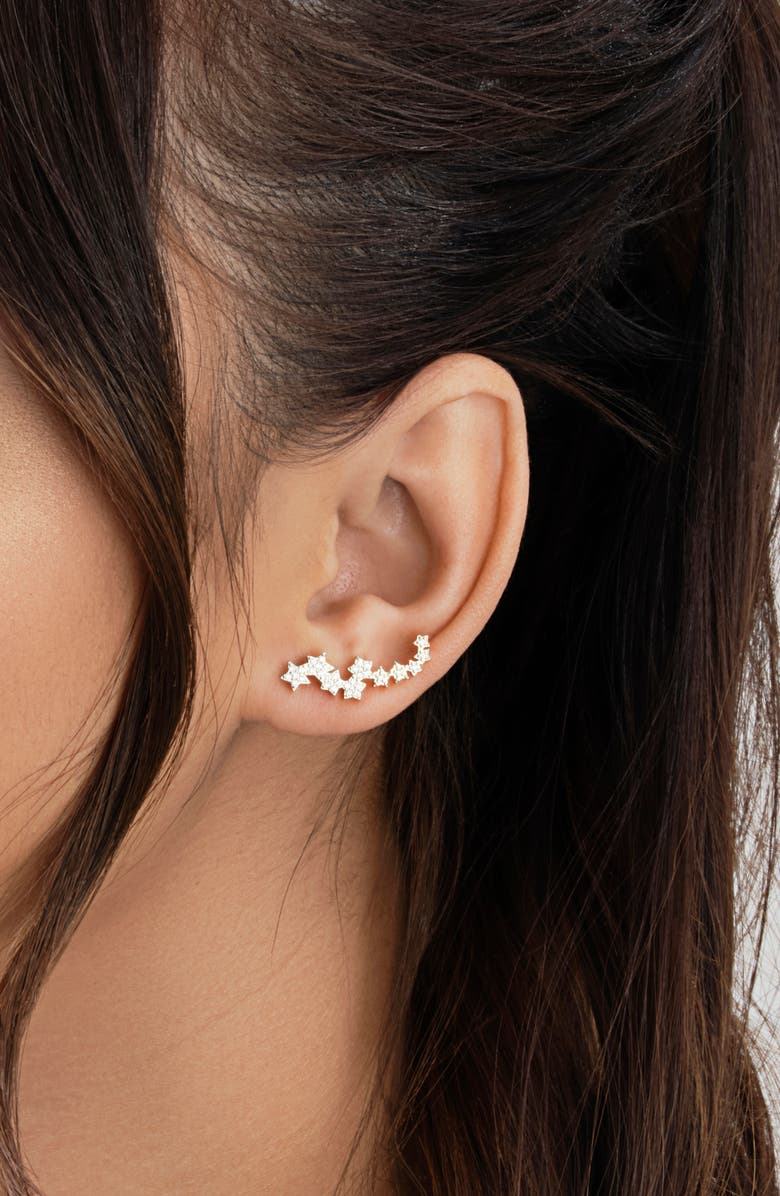 Sterling Forever Rhodium Plated CZ Star Ear Crawlers, Alternate, color, 