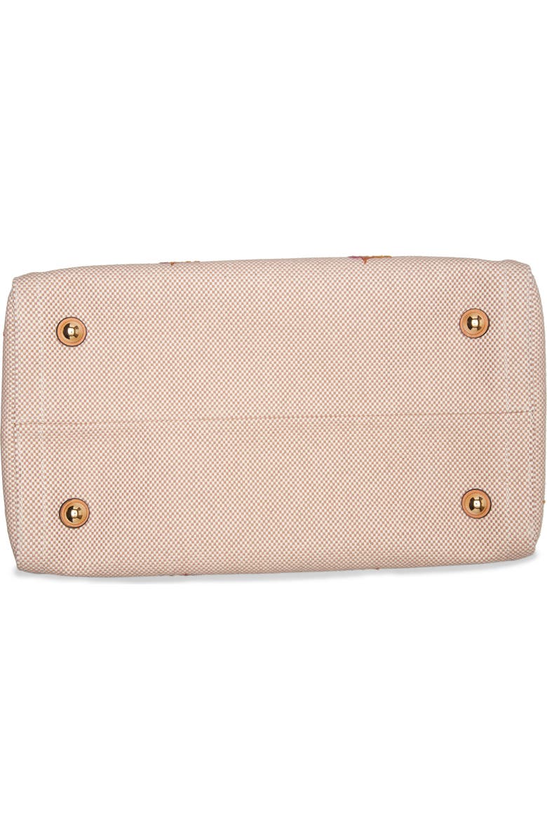 Valentino Garavani Medium Antibes Flower Embroidered Canvas Tote, Alternate, color, Tobacco