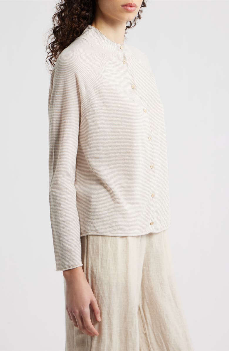 Eileen Fisher Organic Linen & Organic Cotton Cardigan, Alternate, color, Undyed Natural