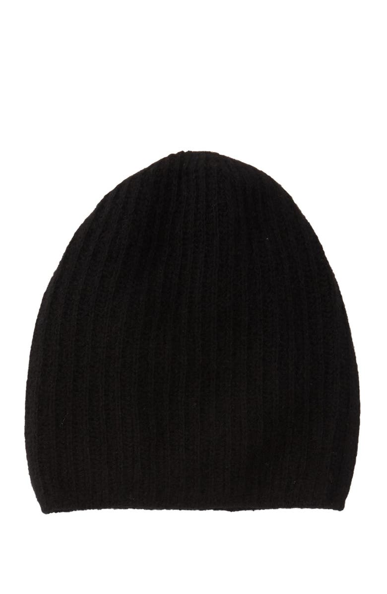 Portolano Rib Knit Cashmere Beanie, Main, color, Black