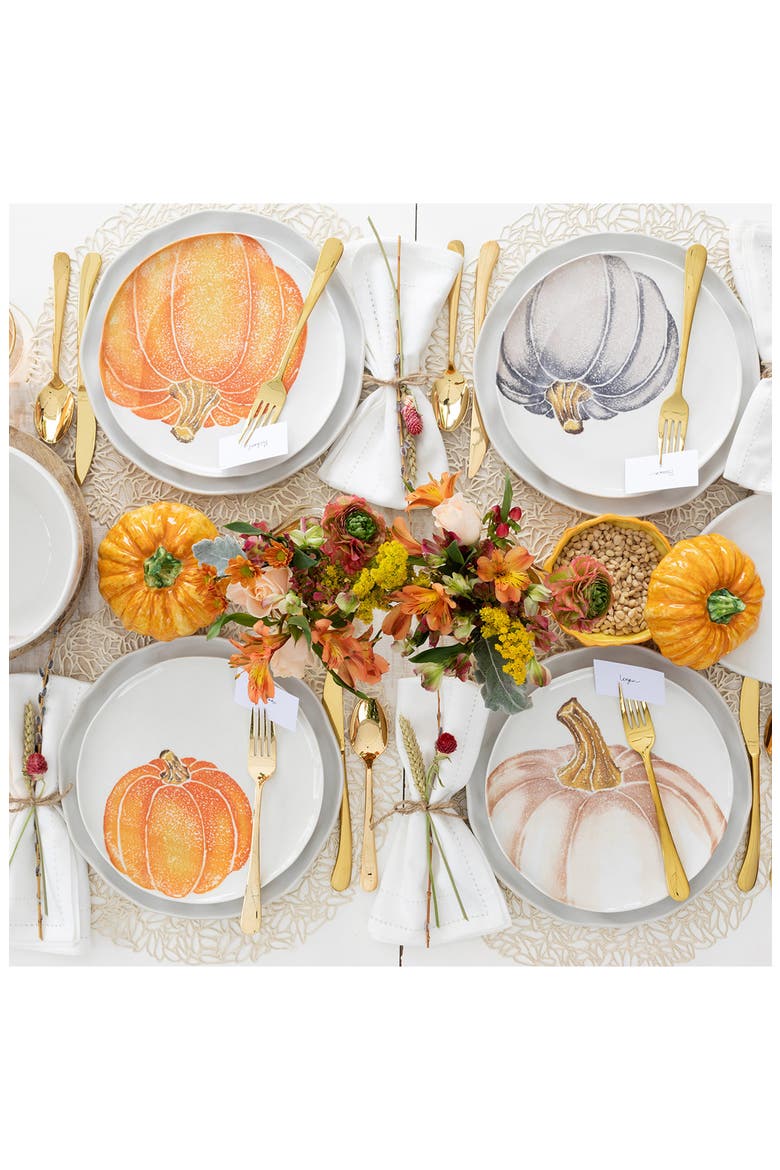 Pumpkins Set of 4 Assorted Plates, Alternate, color, WHITE