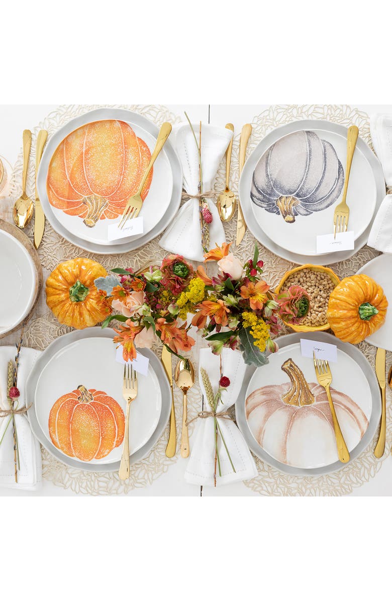VIETRI Pumpkins Set of 4 Assorted Plates, Alternate, color, 