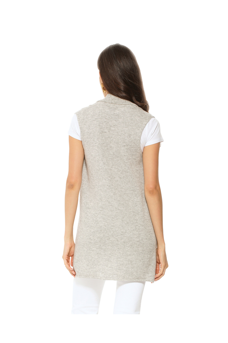 Pure Cashmere Sleeveless Long Open Front Cardigan, Alternate, color, Peach