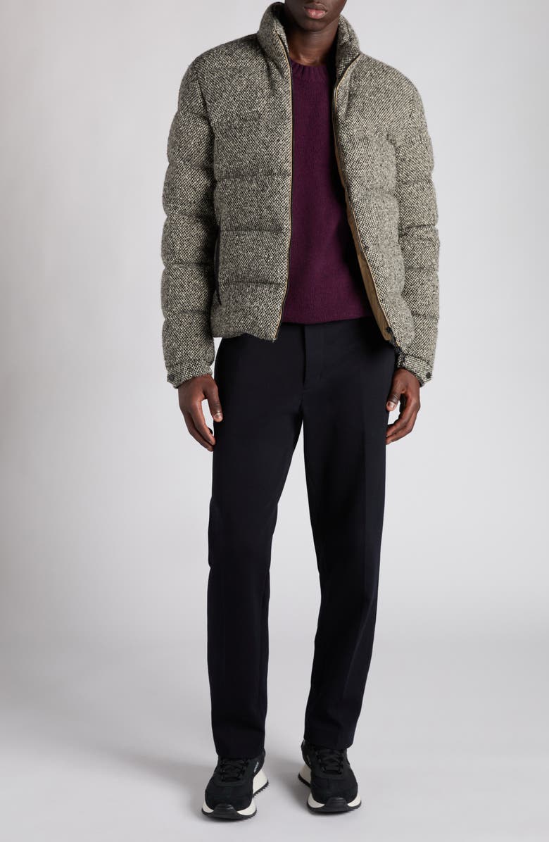 Moncler Agde Tweed Down Puffer Jacket, Alternate, color, Black/ White
