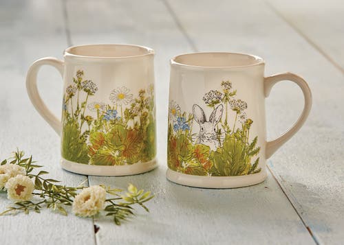 Tag Garden Bunny Ceramic Mug Dishwasher Safe Drinkware Easter In Green