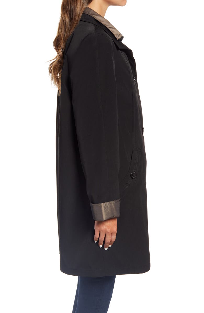 Gallery Water Resistant Hooded Rain Jacket, Alternate, color, Black