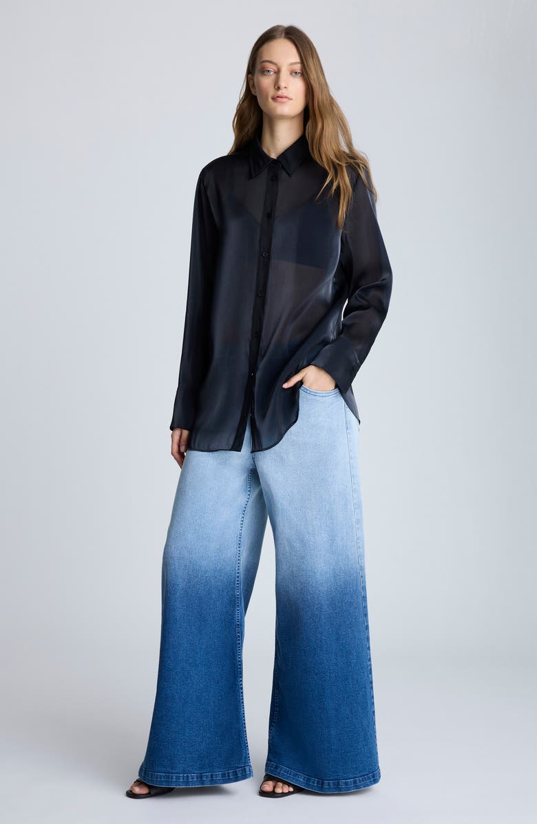 Kenneth Cole Oversize Organza Button-Up Shirt, Alternate, color, 