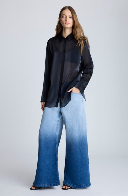 Kenneth Cole Oversize Organza Button-up Shirt In Black