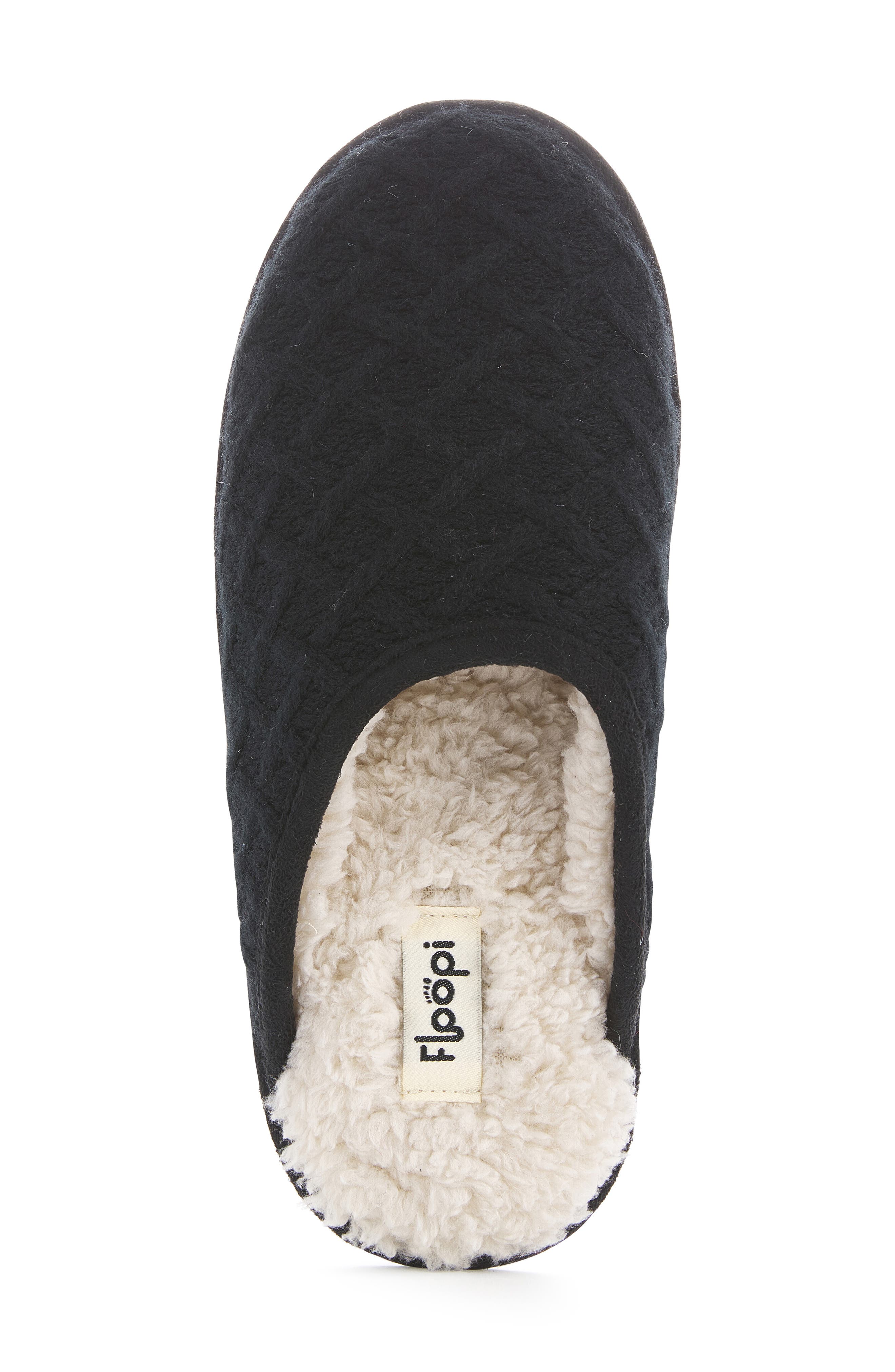 FLOOPI Isabel Lattice Knit Scuff Slipper, Alternate, color, Black