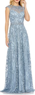 Mac Duggal Women’s Lace Embellished Cap Sleeve Formal Gown