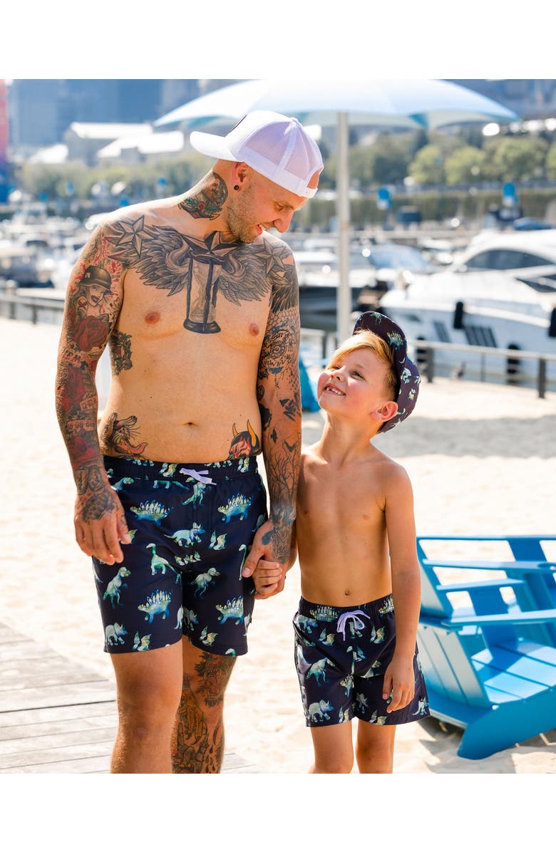 Deux par Deux Men's Men'S Boardshort Grey Printed Dinosaurs, Alternate, color, 