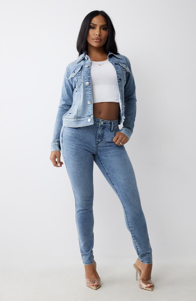 True Religion Jesse Crop Denim Jacket, Alternate, color, Light Budding Wash