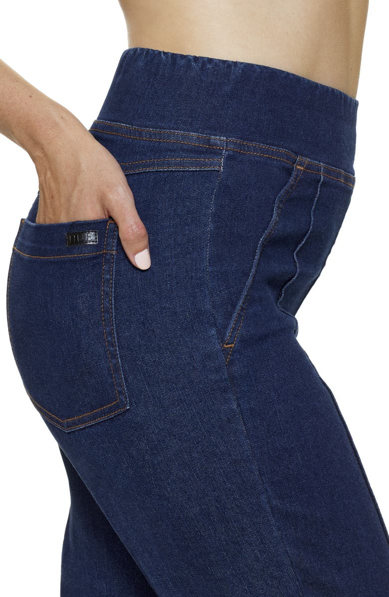 Hue Center Seamed Pull-On Denim Bootcut Leggings, Alternate, color,