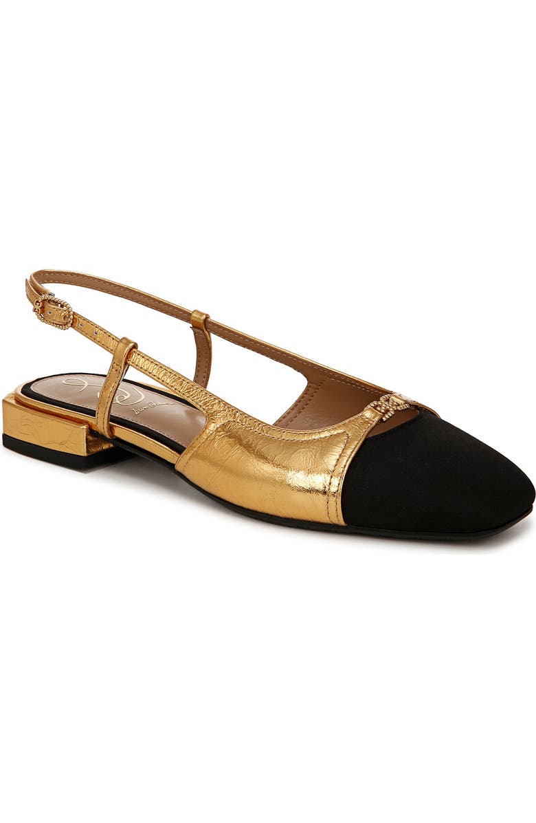 Sam Edelman Kara Slingback Flat, Main, color, Medallion Gold/ Black