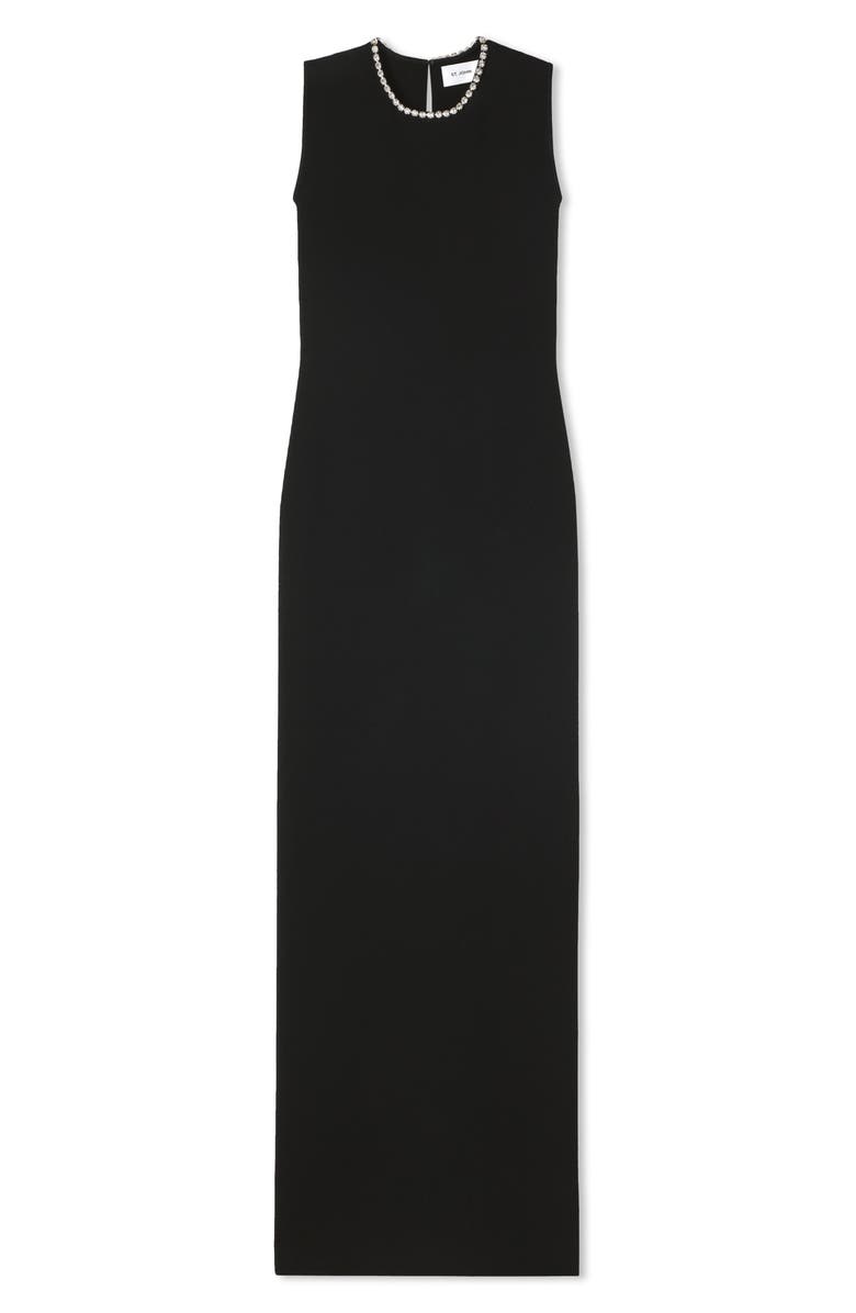 St. John Evening Crystal Embellished Sleeveless Knit Gown, Alternate, color, 