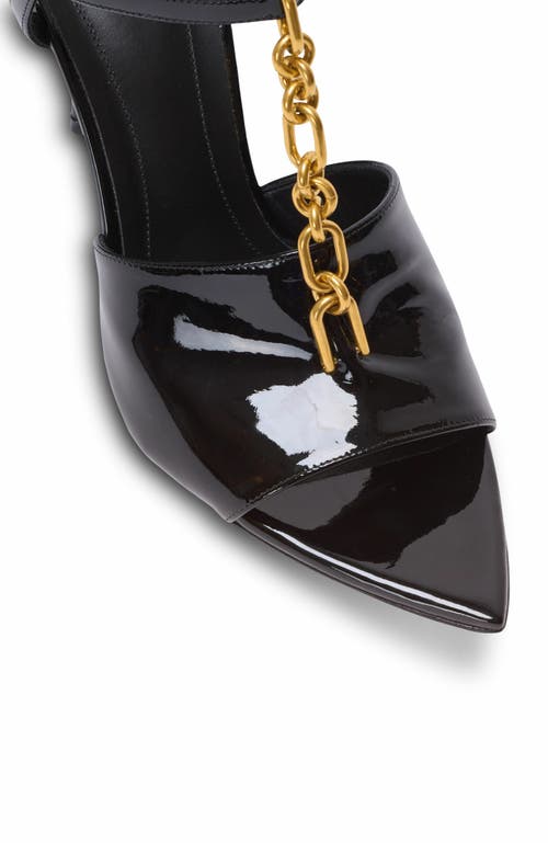 Balmain Sync Patent Leather Chain T-strap Stiletto Sandals
