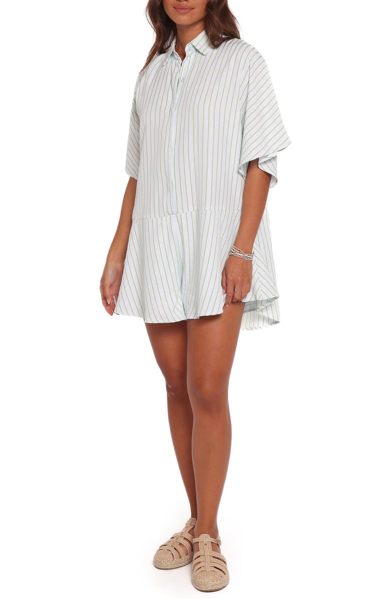 Petal & Pup Sebastian Stripe Romper, Alternate, color, Green Blue Stripe