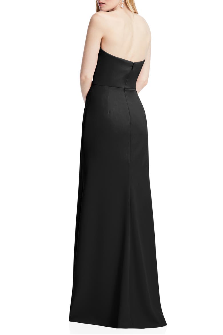 Strapless Crepe Trumpet Gown, Alternate, color, BLACK