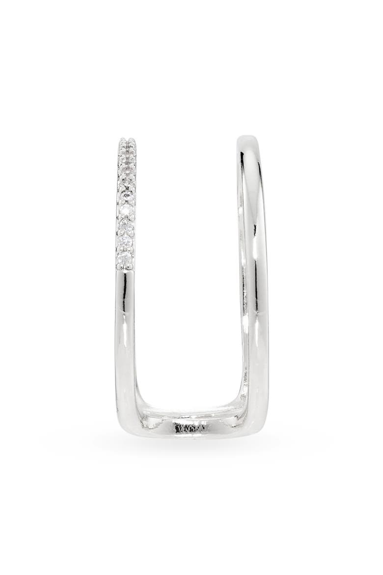 Cubic Zirconia Open Double Row Ring, Alternate, color, CLEAR- SILVER