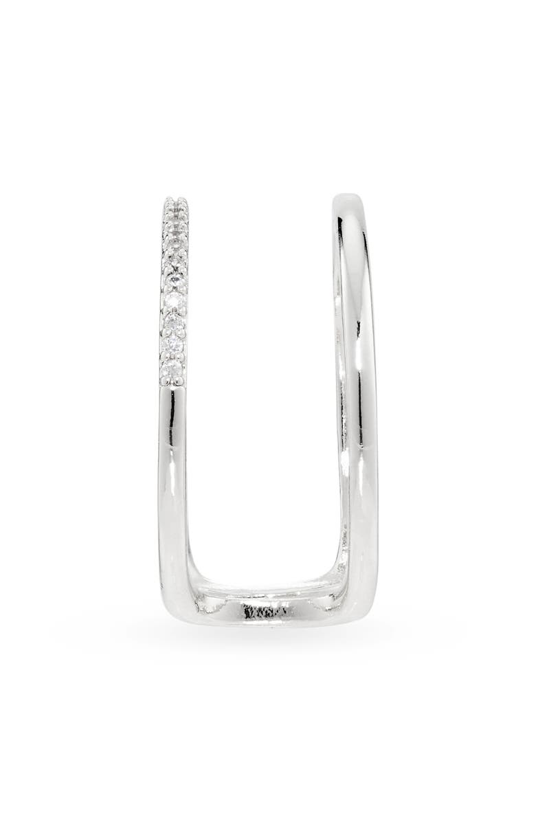 NORDSTROM RACK Cubic Zirconia Open Double Row Ring, Alternate, color, Clear- Silver