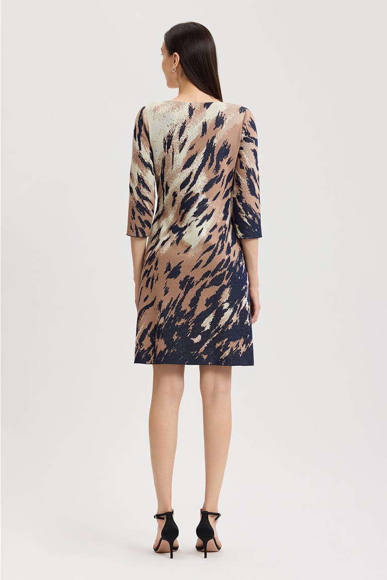 A-Line Abstract Animal Print Soft Knit Dress, Alternate, color, Taupe/Indigo/Almond/Ivory