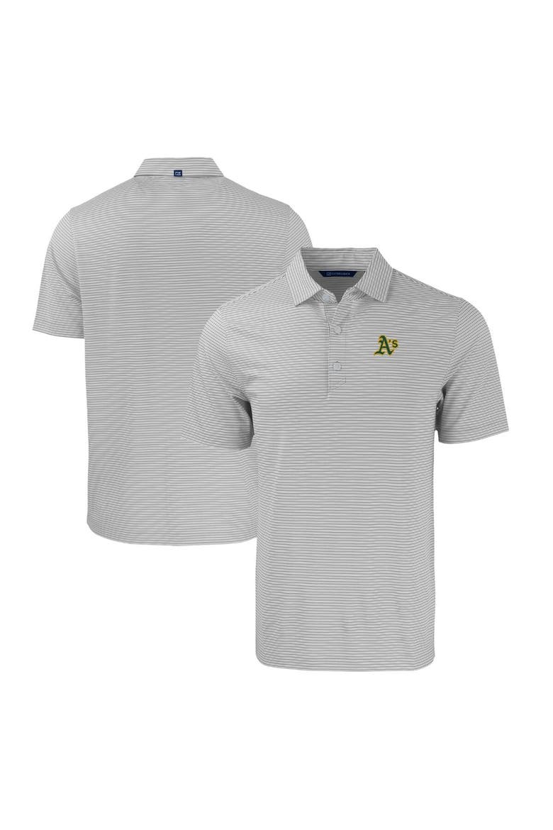 Men's Cutter & Buck Gray/White Oakland Athletics Big & Tall Forge Eco Double Stripe Stretch Recycled Polo, Main, color, Gray