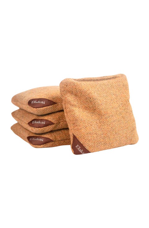Herringbone Wool Aviator Cornhole Bags