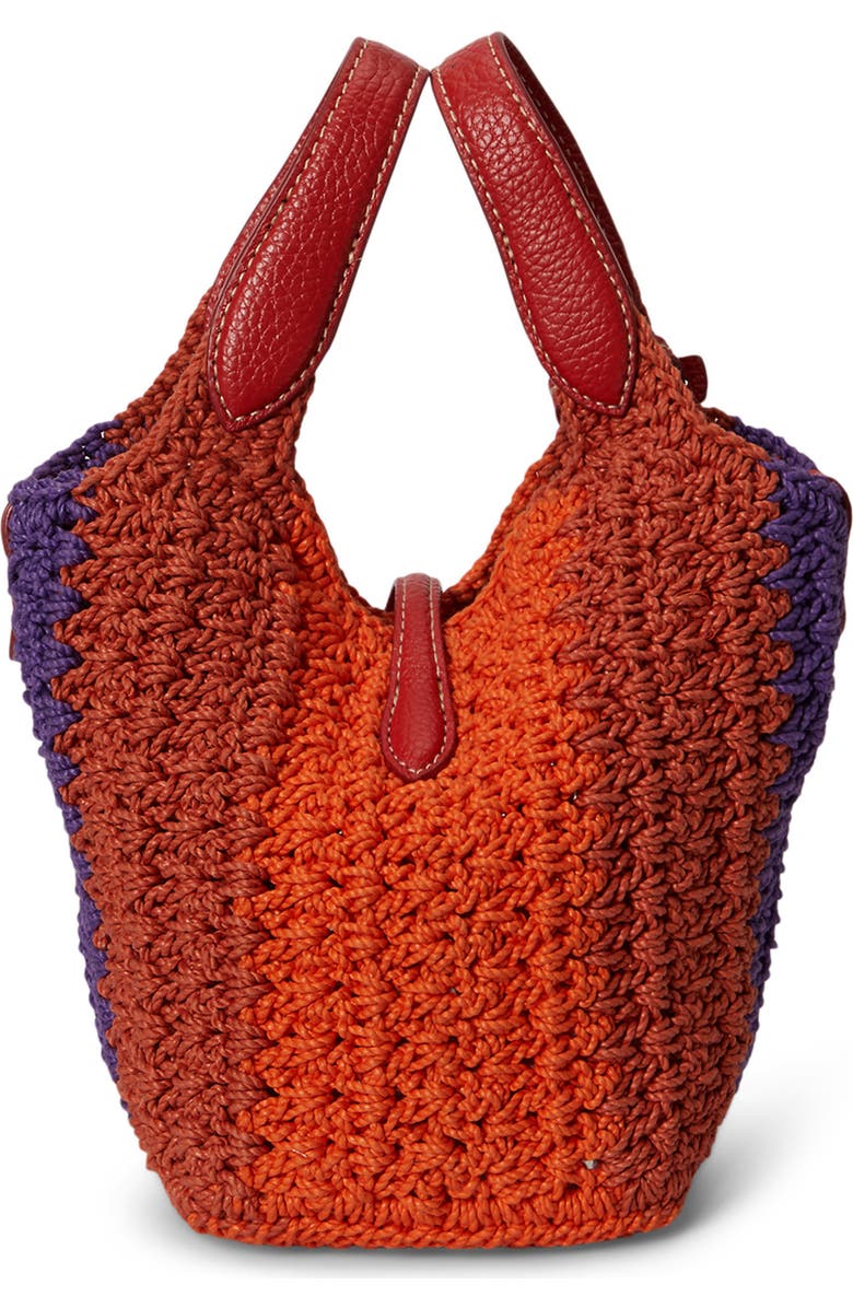 Polo Ralph Lauren Cord Crochet Logo Tote, Alternate, color, Cherry Multi Polo