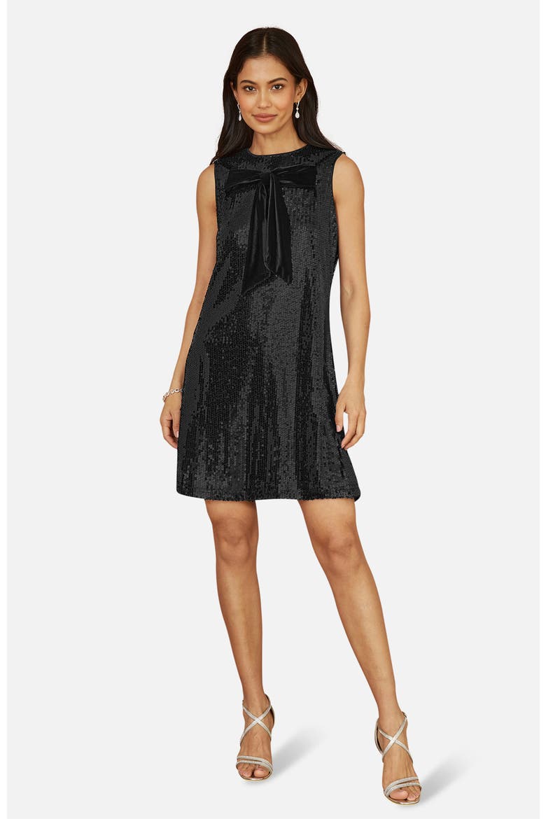 Sequin Bow Tunic Shift Dress, Main, color, Black