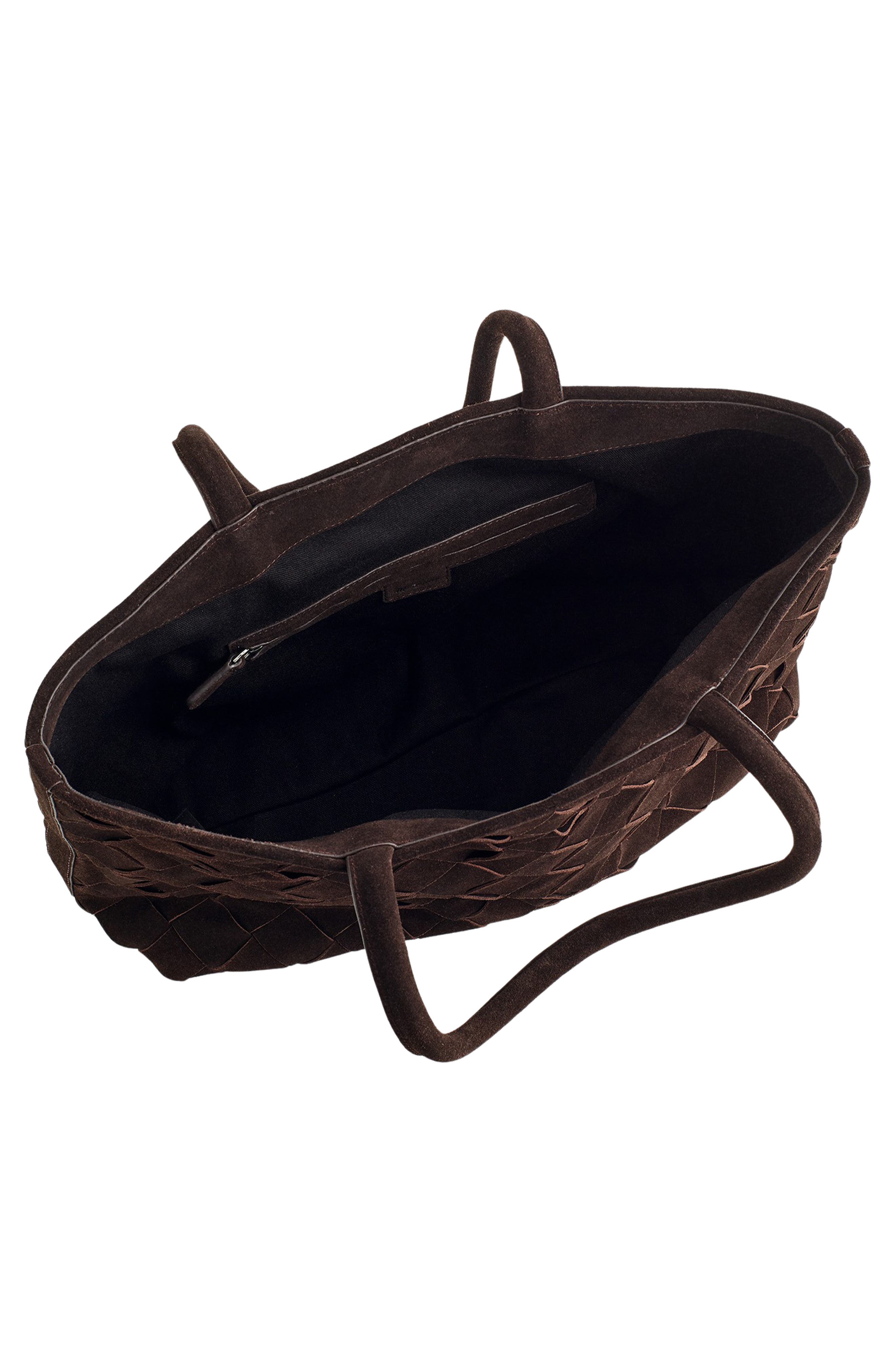 The Signature Woven Suede Tote, Alternate, color, DARK CAROB