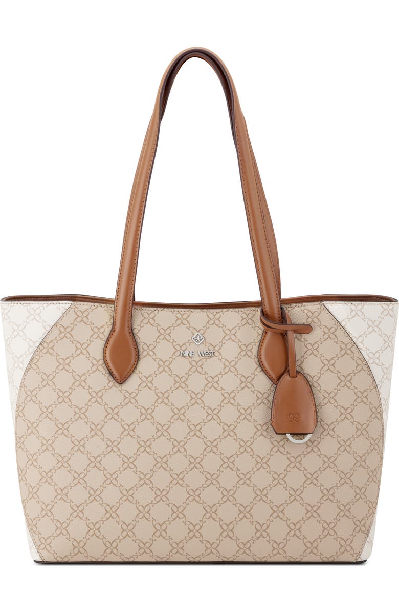 Nine West Cheryth Tote, Main, color, Khaki Logo Multi