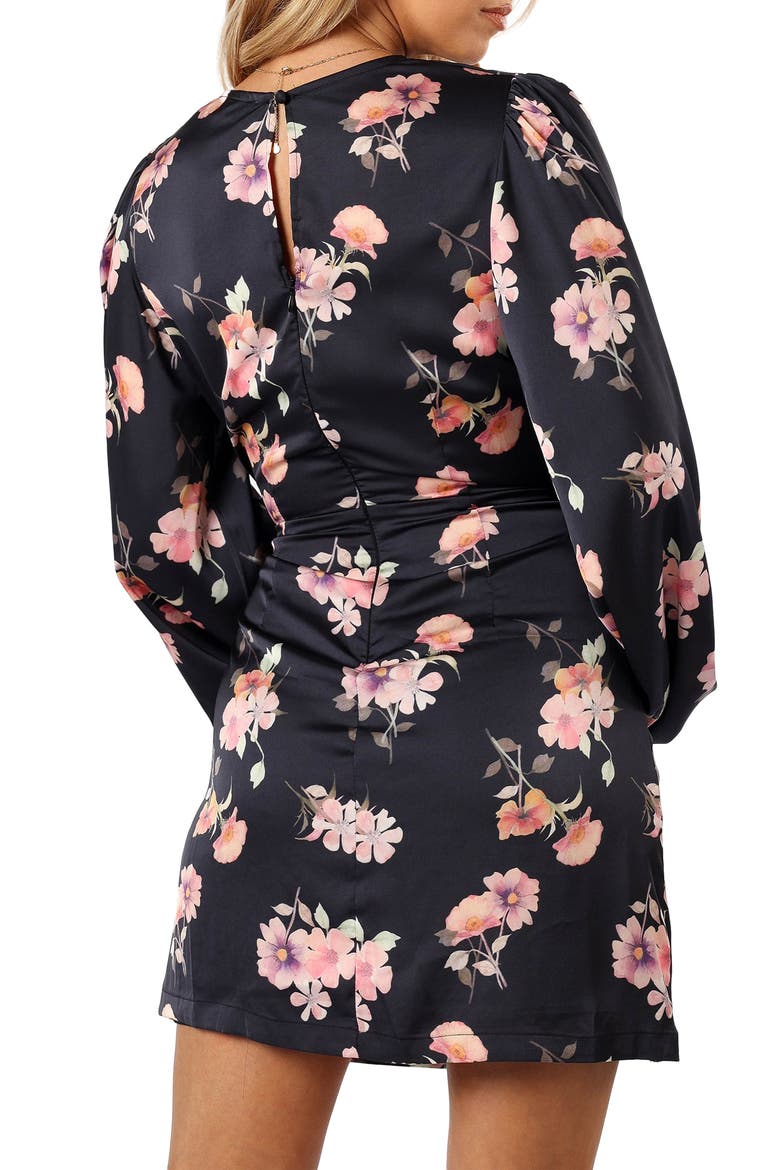 Emillia Floral Print Long Sleeve Minidress, Alternate, color, DARK FLORAL