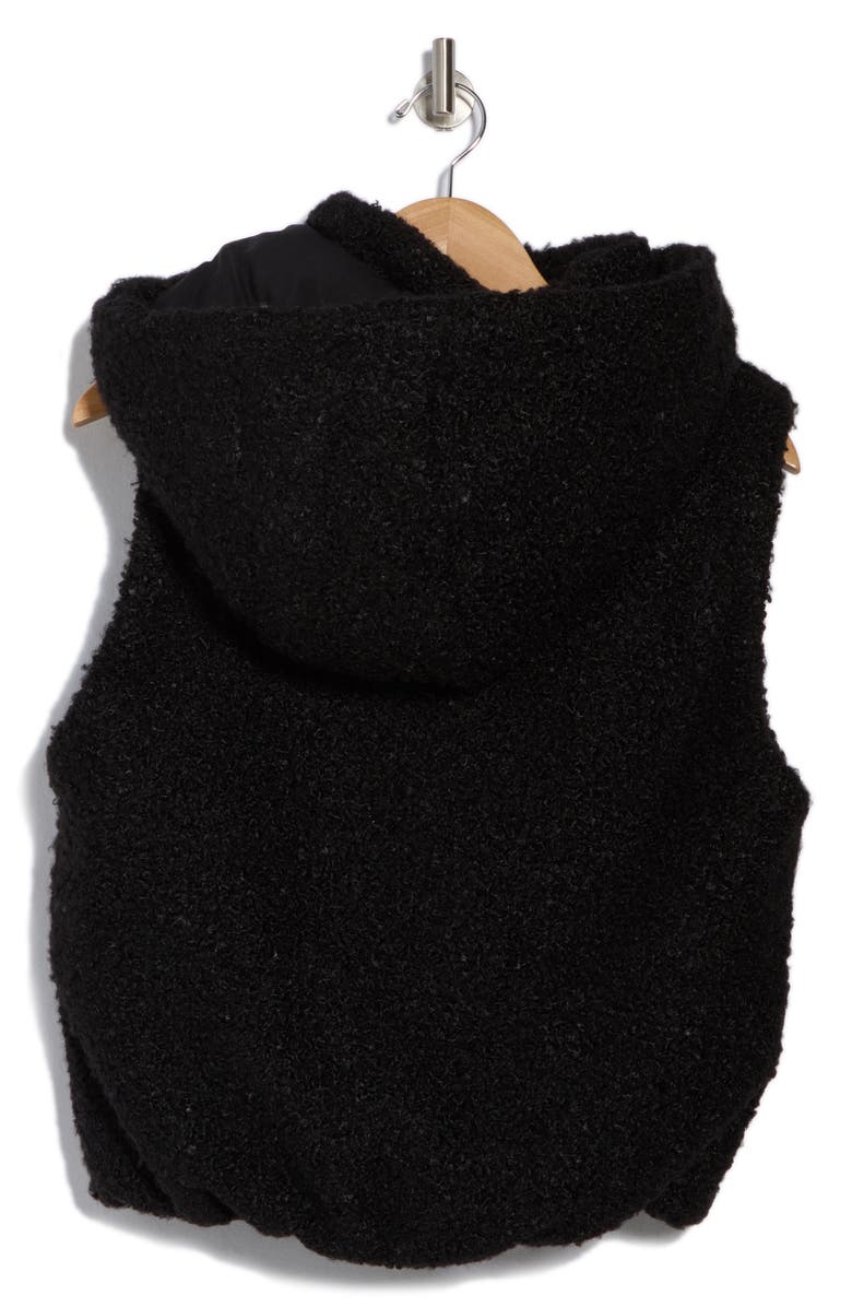Alice + Olivia Robena Faux Shearling Puffer Vest with Removable Hood, Alternate, color, Black