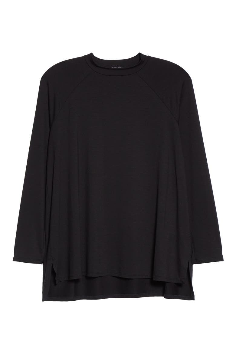 Raglan Sleeve Stretch Jersey Tunic, Alternate, color, BLACK