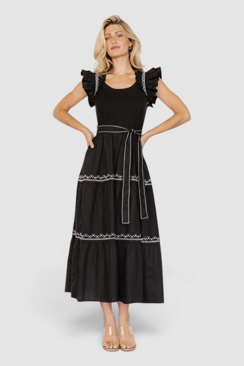 Elisa Embroidered Midi Dress