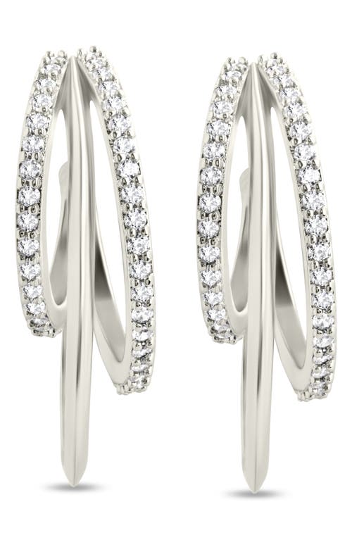 Sterling Forever Adriana Cubic Zirconia Triple Layer Hoop Earrings In Silver