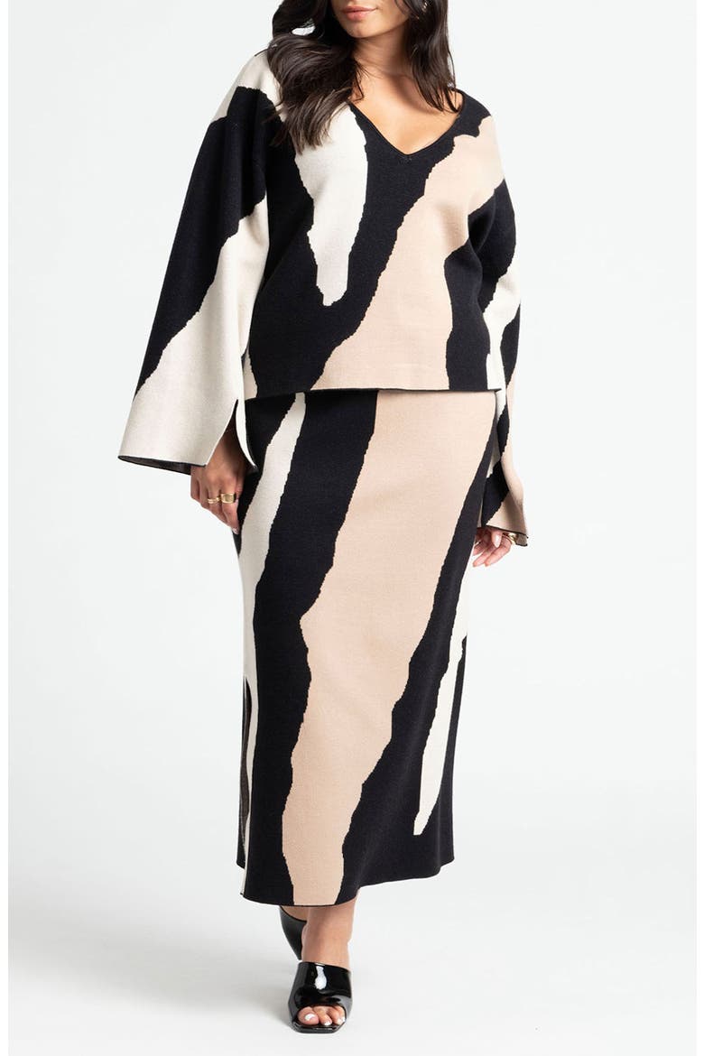 Intarsia Sweater Skirt, Alternate, color, JAGGED EDGE