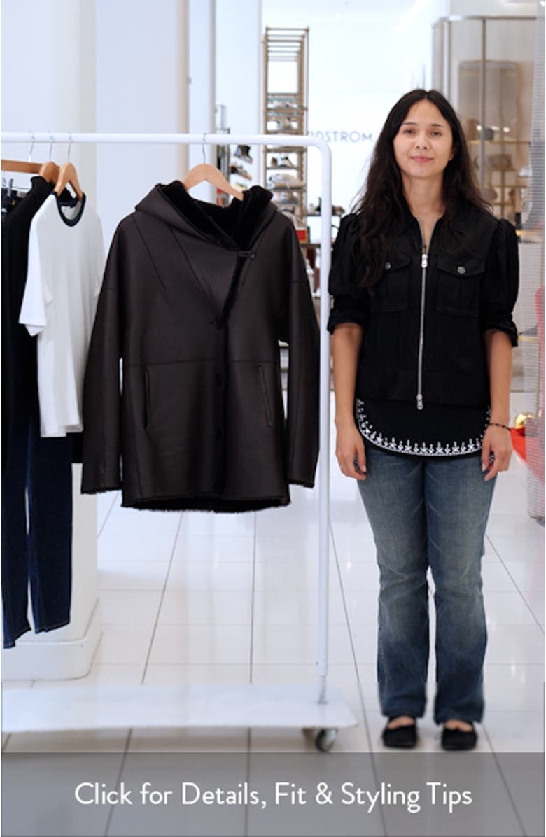 Cherez Reversible Hooded Genuine Shearling Coat, sales video thumbnail