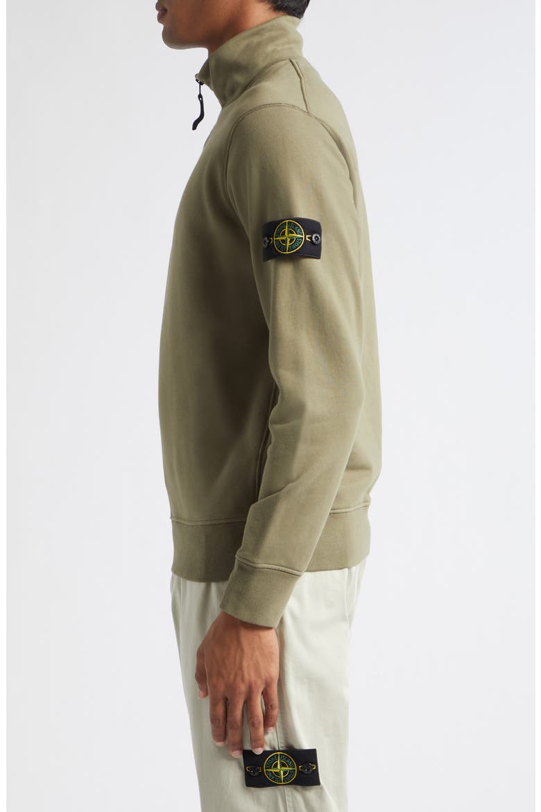 Compass Logo Patch Cotton Quarter Zip Sweatshirt, Alternate, color, V005G MILITARY GREEN