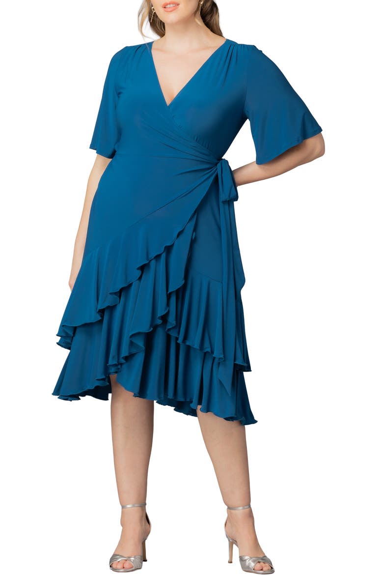 Miranda Wrap Dress, Main, color, AEGEAN BLUE