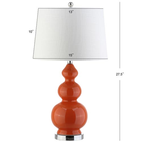 Jonathan Y Bowen 27.5" Contemporary Transitional Ceramic Gourd Led Table Lamp In Orange