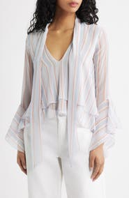 MANGO Leif Stripe Ruffle Shirt
