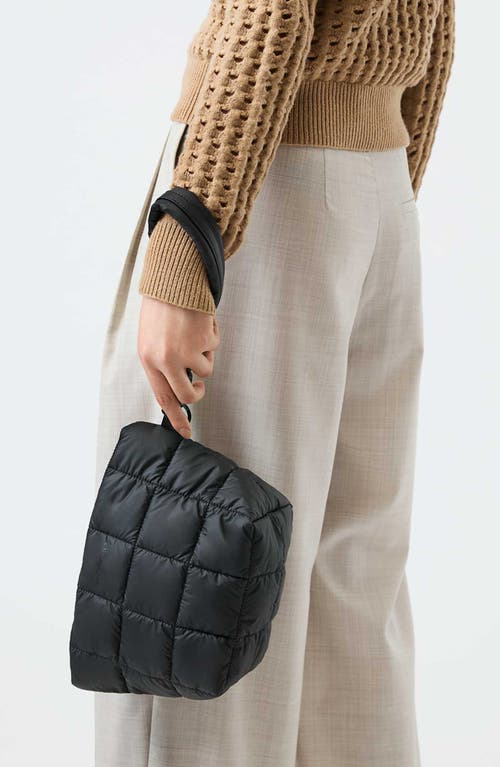 Veecollective Porter Water Resistant Quilted Recycled Nylon Clutch In Matte Black