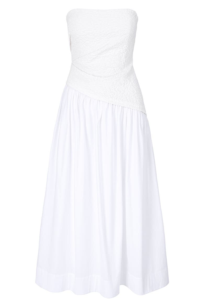 Nia Strapless Midi Dress, Alternate, color, WHITE