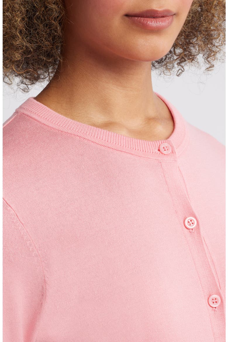 Crewneck Cardigan, Alternate, color, PINK GERANIUM