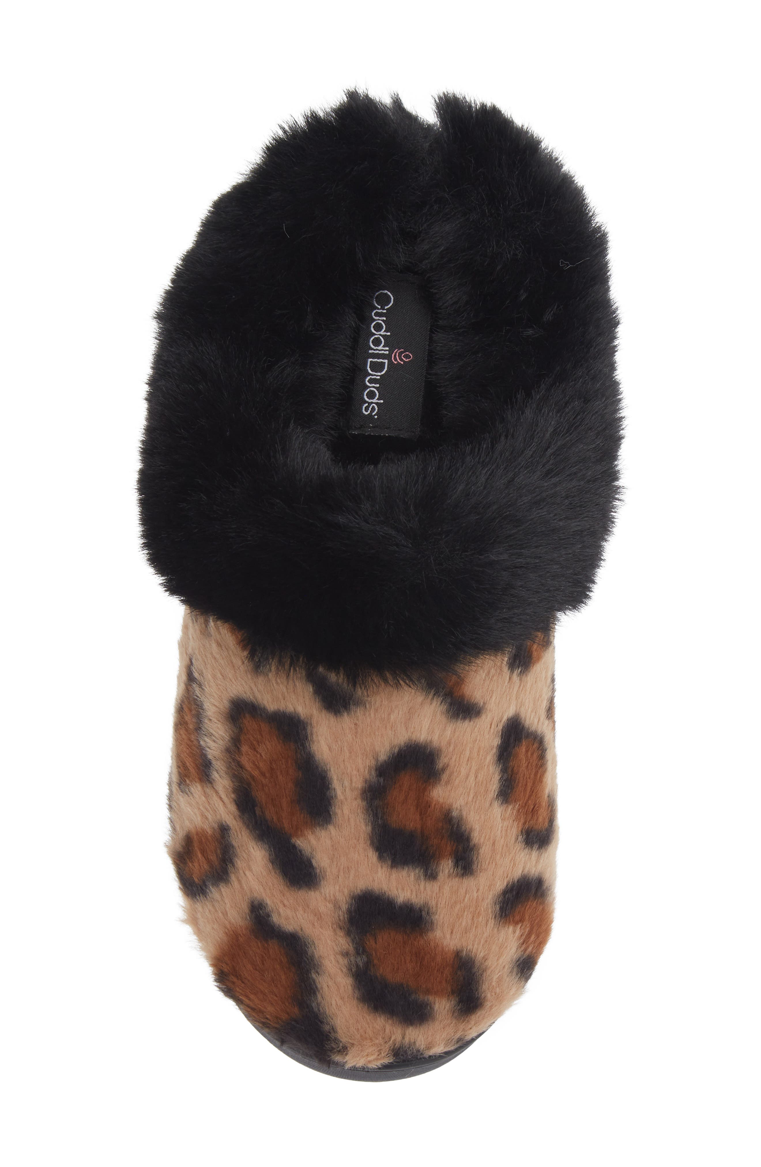 Faux Fur Collar Scuff Slipper, Alternate, color, NATURAL BLACK