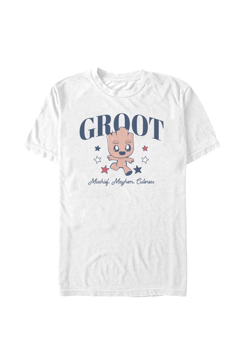 Men's Guardians of the Galaxy Vol. 2 Mischief Mayhem Cuteness  Graphic T-Shirt, Main, color, White