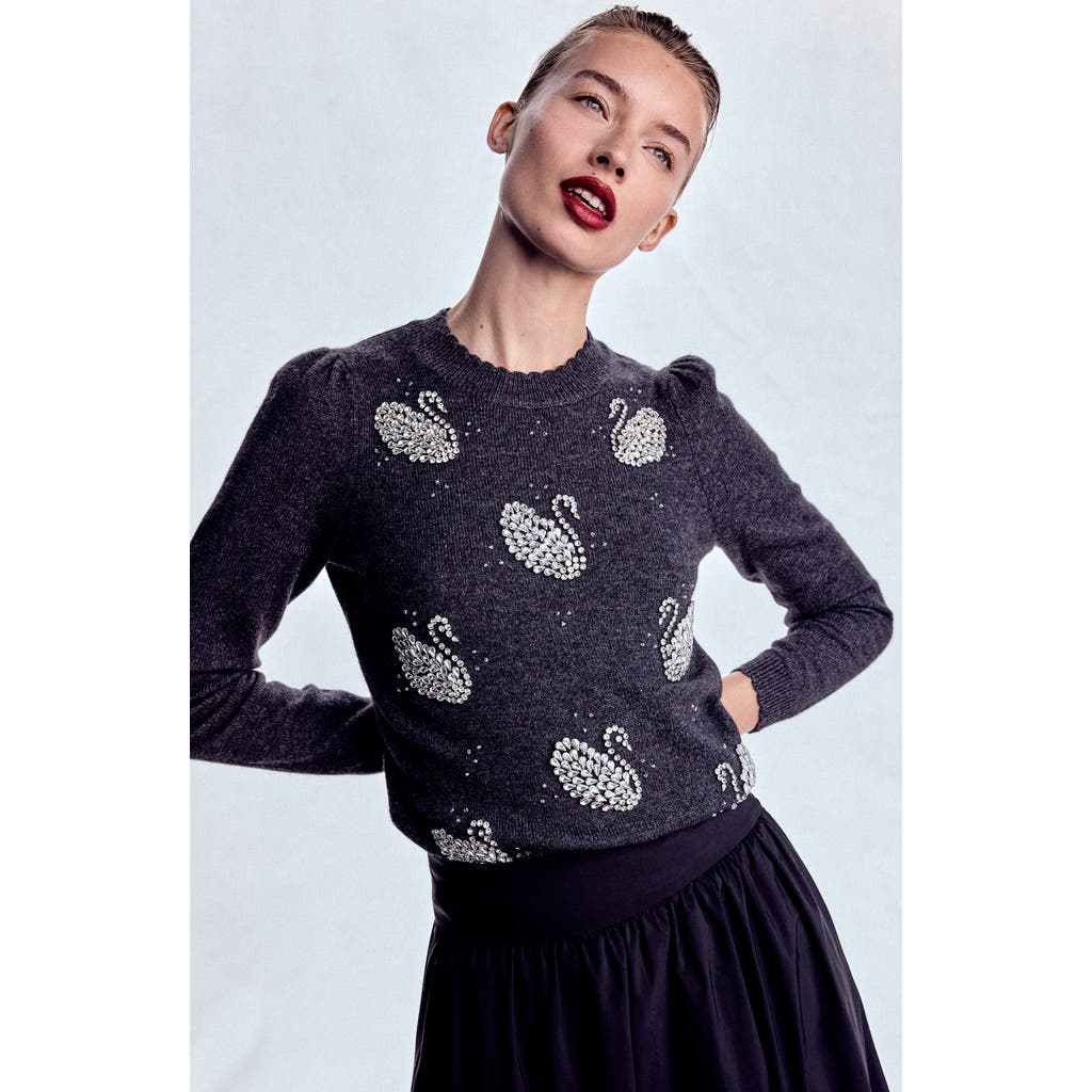 Boden Elizabeth Swan Embellished Sweater In Blue